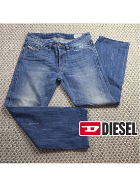 Diesel Viker Mens Jeans 32x32 Button Fly Distressed Medium Wash Straight Leg